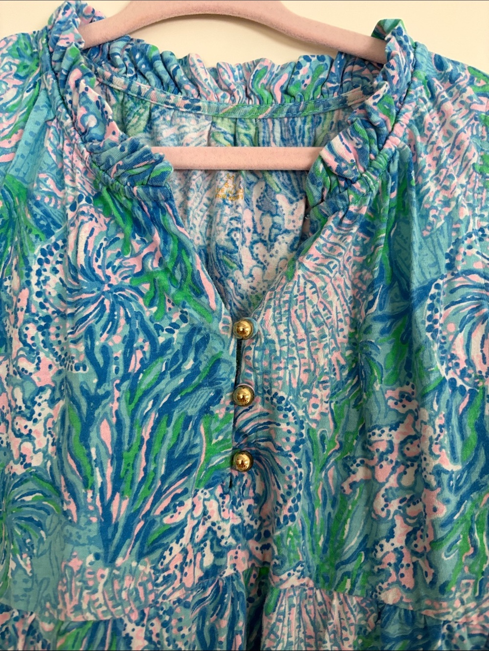 Lilly Pulitzer girls maxi dress in Aqua, Blue & Pink floral - Picture 2 of 5